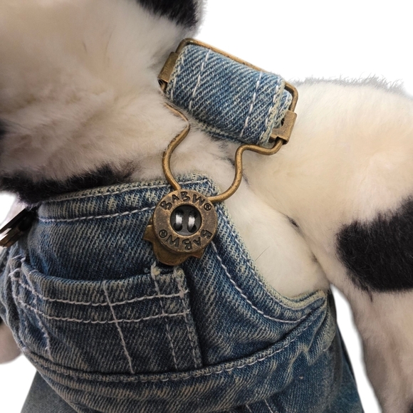 Retired Build-A-Bear Holstein Cow Plush in Denim Overalls – 16” - Picture 4 of 7